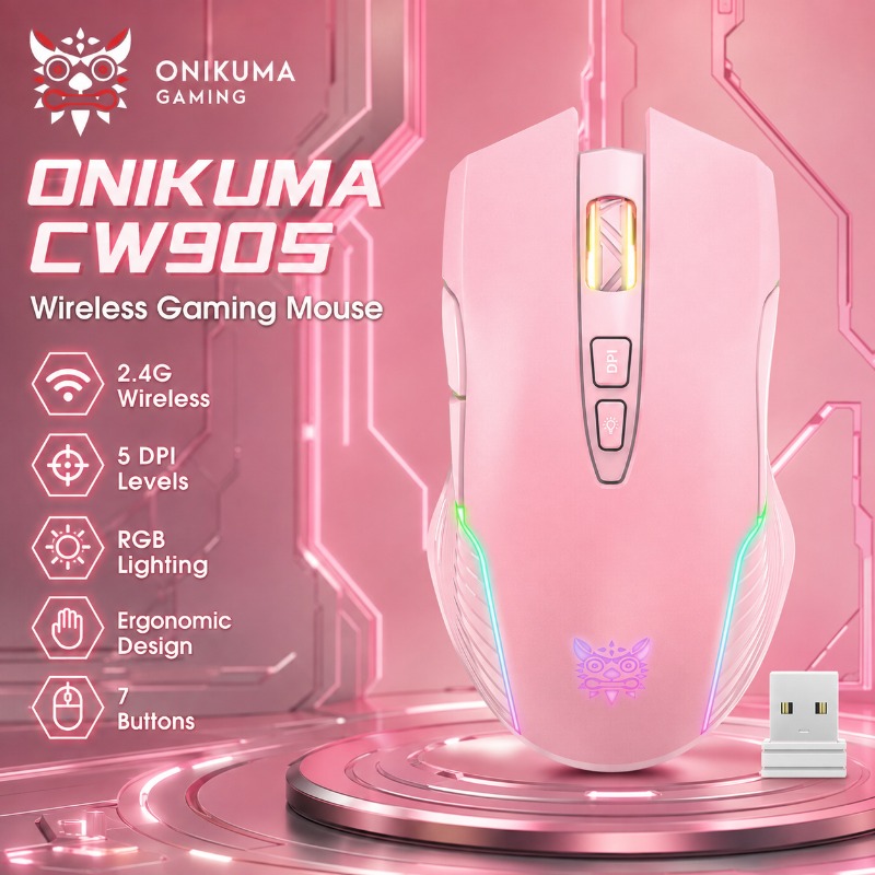 ONIKUMA CW905 Wireless/Wire Ga - Pc Gaming Pink 评论和价格
