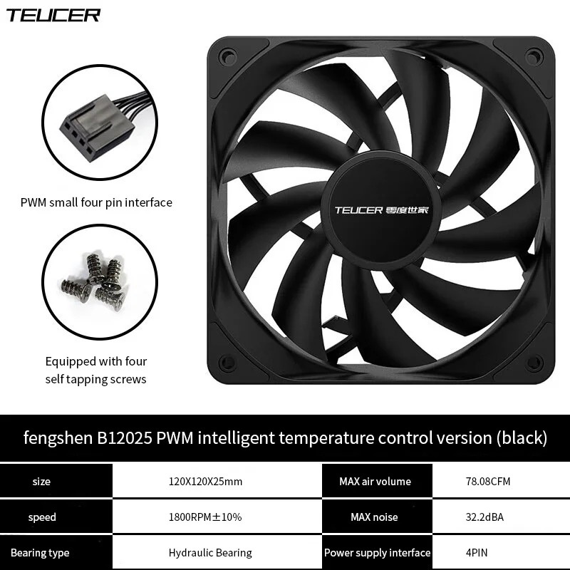 Teucer 12cm Chassis Fan PWM Co - Pc Water Cooling 评论和价格