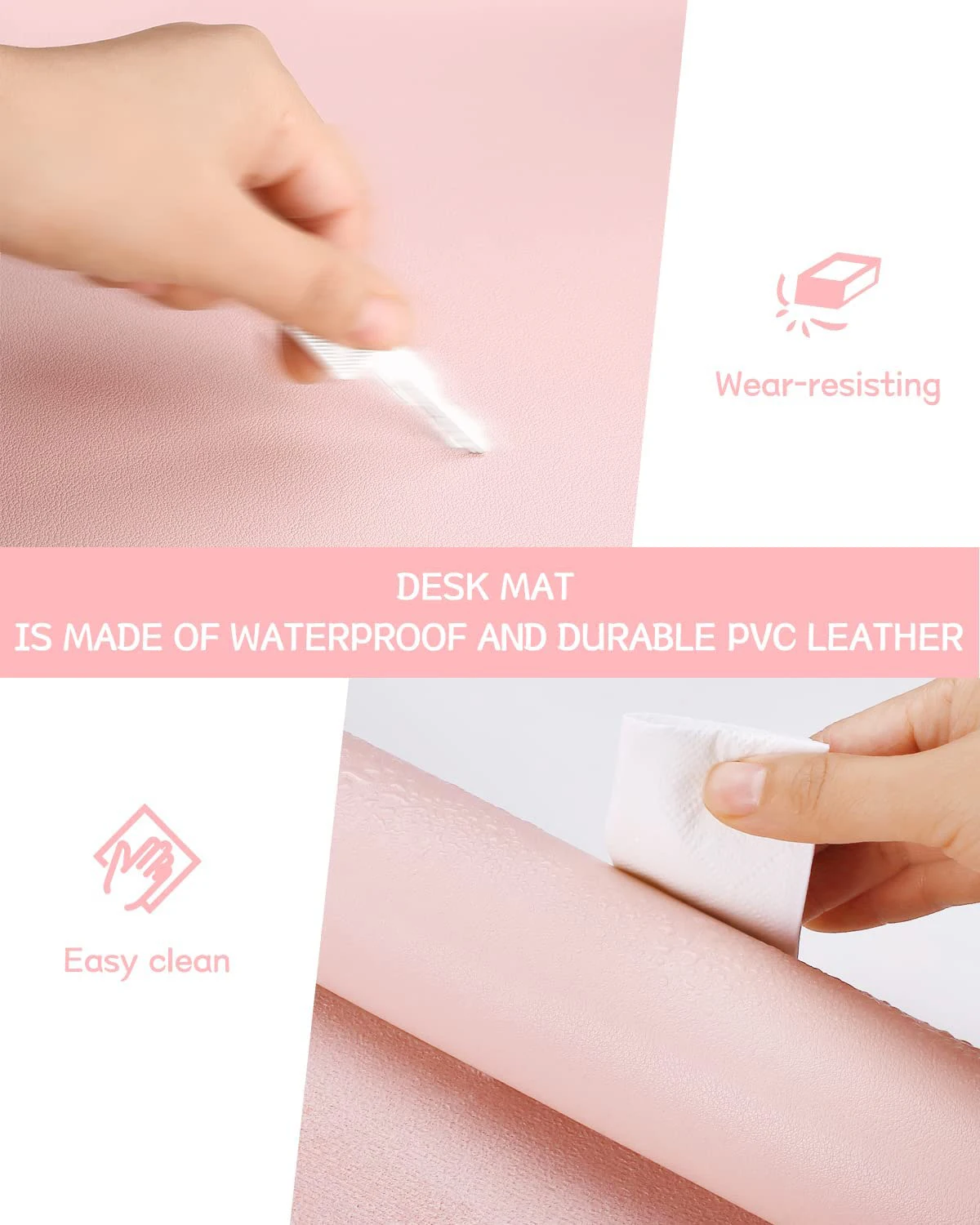 Desk Mat Waterproof PVC Mouse  - Pc Gaming Pink 评论和价格